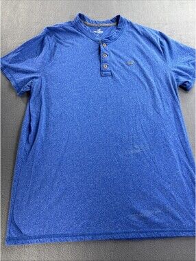 Hollister Men's 1/4 Button Henley T Shirt Tee Short Sleeve Size Large Gray Logo